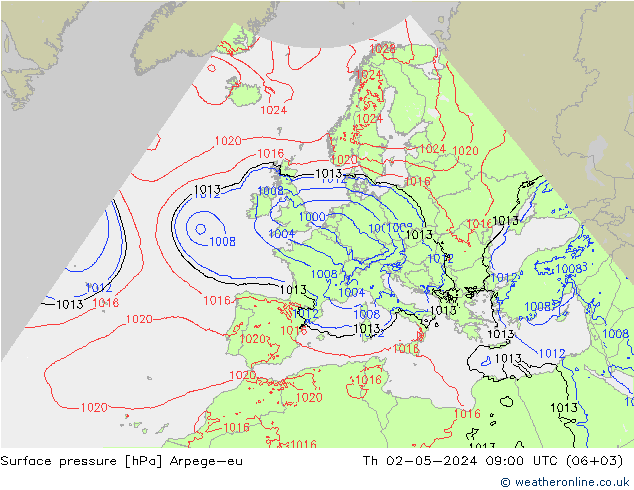 Bodendruck Arpege-eu Do 02.05.2024 09 UTC