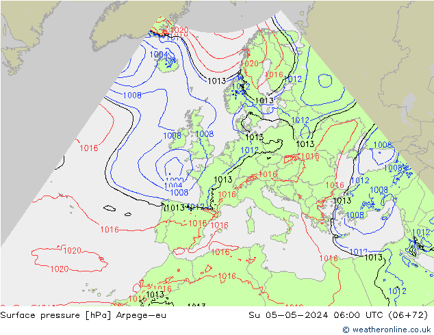 Surface pressure Arpege-eu Su 05.05.2024 06 UTC