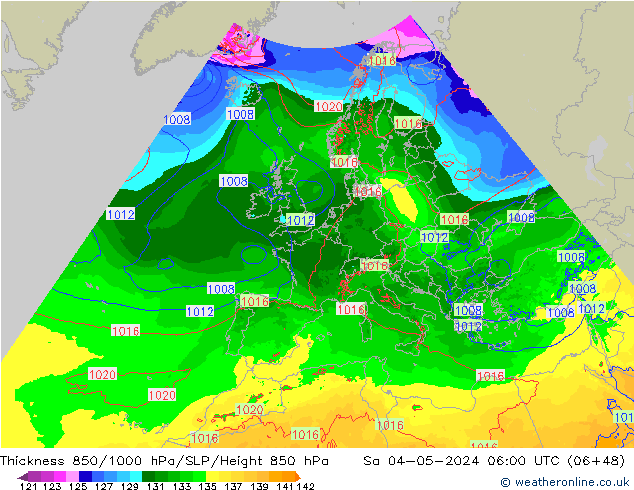 Thck 850-1000 hPa Arpege-eu Sa 04.05.2024 06 UTC