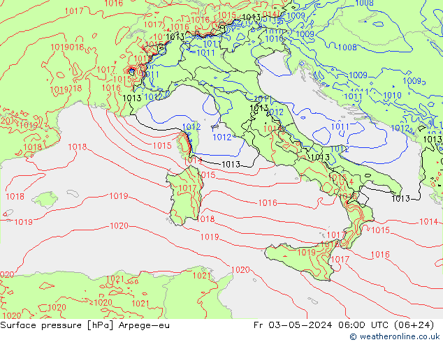 Surface pressure Arpege-eu Fr 03.05.2024 06 UTC