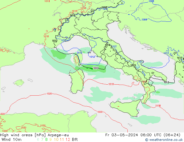 Windvelden Arpege-eu vr 03.05.2024 06 UTC