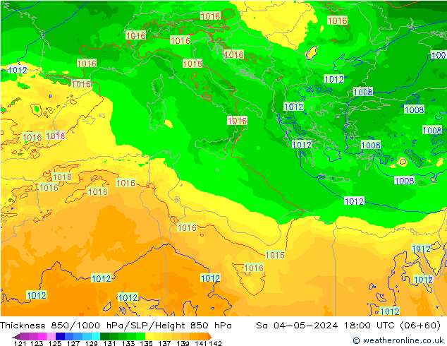 Thck 850-1000 hPa Arpege-eu Sa 04.05.2024 18 UTC