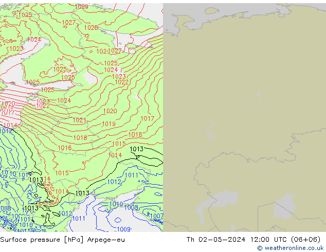 Surface pressure Arpege-eu Th 02.05.2024 12 UTC