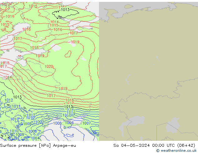 Atmosférický tlak Arpege-eu So 04.05.2024 00 UTC