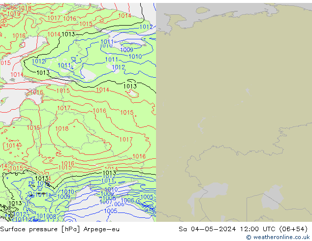 Pressione al suolo Arpege-eu sab 04.05.2024 12 UTC