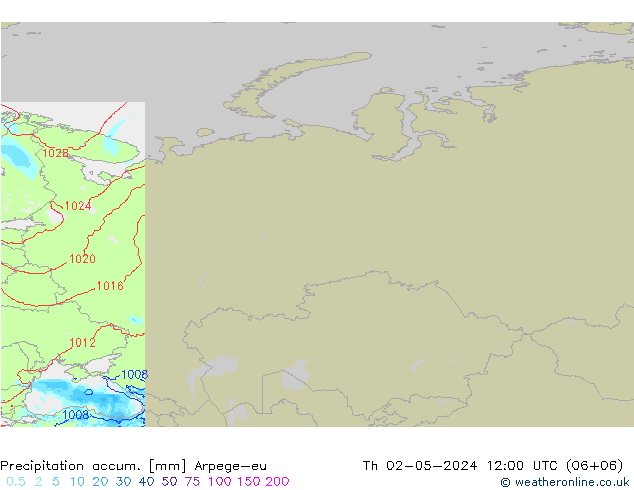 Precipitation accum. Arpege-eu Th 02.05.2024 12 UTC