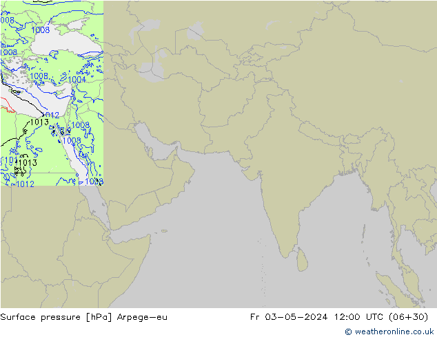 Pressione al suolo Arpege-eu ven 03.05.2024 12 UTC