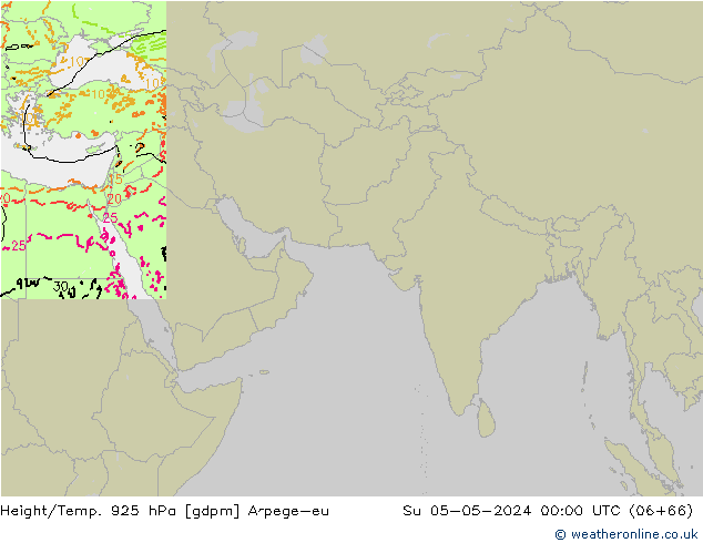 Height/Temp. 925 hPa Arpege-eu Su 05.05.2024 00 UTC