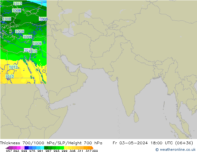 Thck 700-1000 hPa Arpege-eu ven 03.05.2024 18 UTC