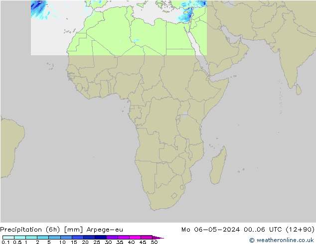 осадки (6h) Arpege-eu пн 06.05.2024 06 UTC