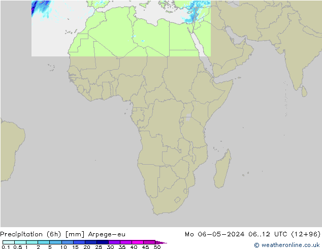 Precipitação (6h) Arpege-eu Seg 06.05.2024 12 UTC