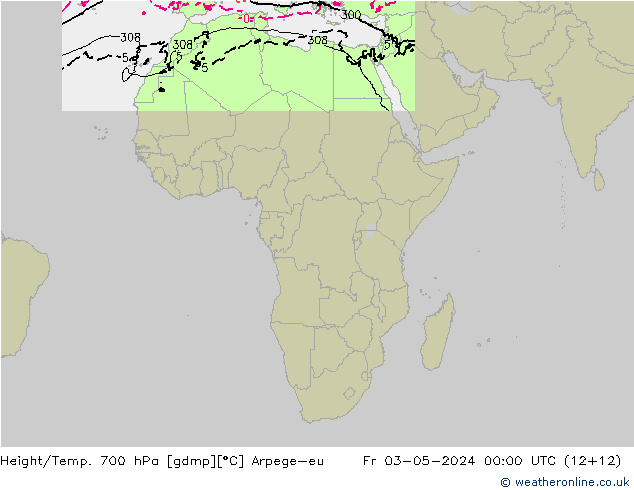 Height/Temp. 700 hPa Arpege-eu Sex 03.05.2024 00 UTC