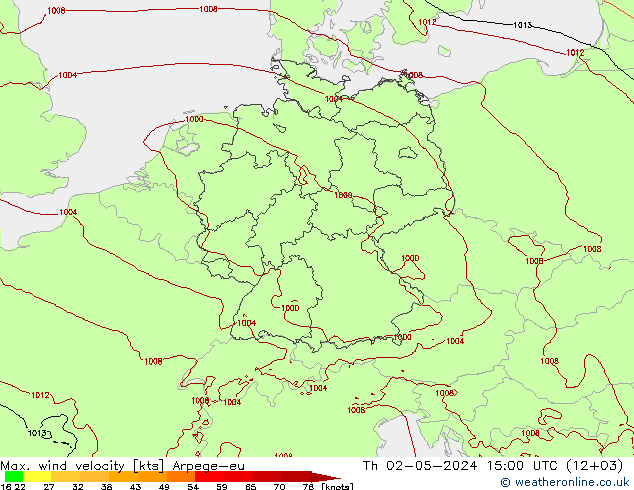 Windböen Arpege-eu Do 02.05.2024 15 UTC