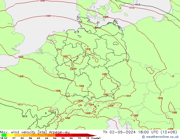 Windböen Arpege-eu Do 02.05.2024 18 UTC