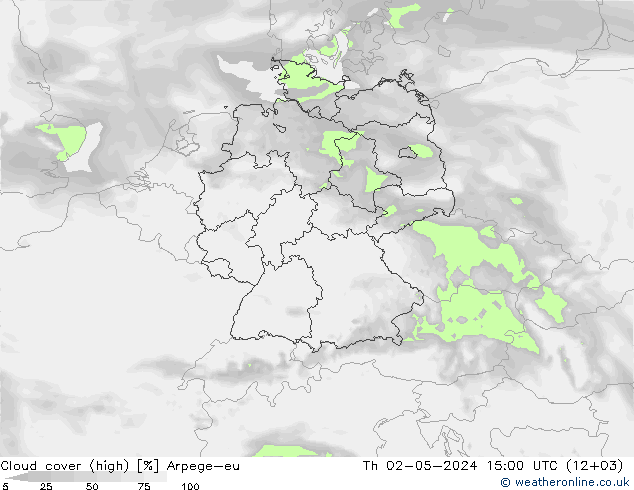 Nubes altas Arpege-eu jue 02.05.2024 15 UTC