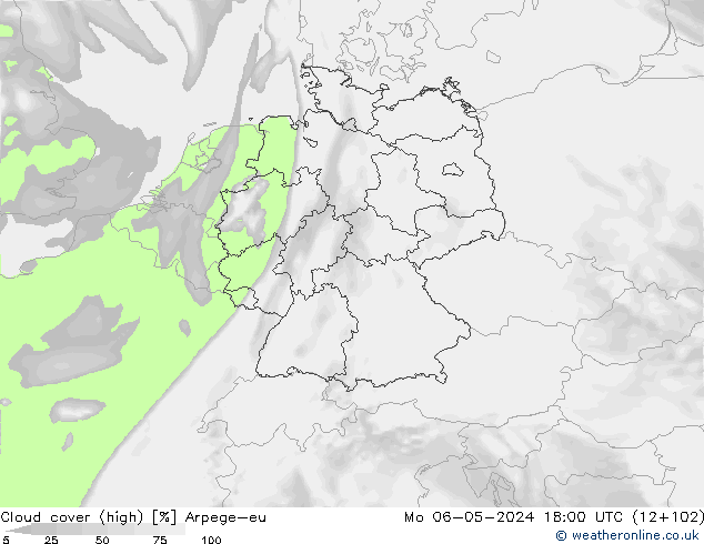 Nuages (élevé) Arpege-eu lun 06.05.2024 18 UTC
