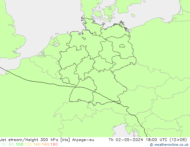 Corriente en chorro Arpege-eu jue 02.05.2024 18 UTC