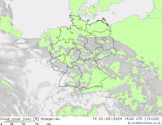 Bewolking (Laag) Arpege-eu do 02.05.2024 15 UTC