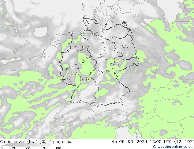 облака (низкий) Arpege-eu пн 06.05.2024 18 UTC