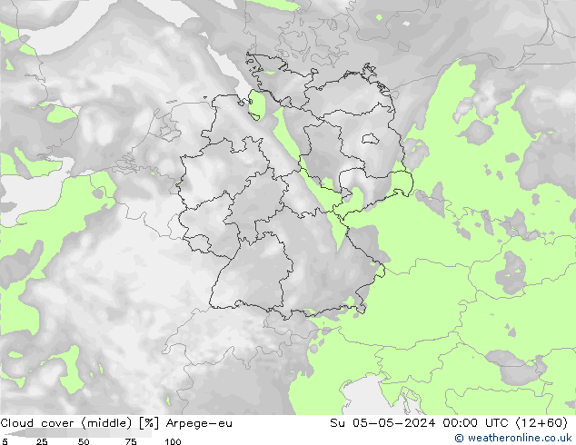 Cloud cover (middle) Arpege-eu Su 05.05.2024 00 UTC