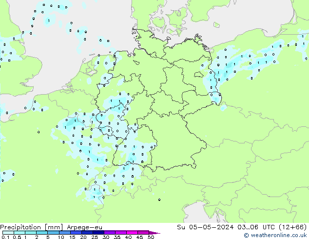 Précipitation Arpege-eu dim 05.05.2024 06 UTC