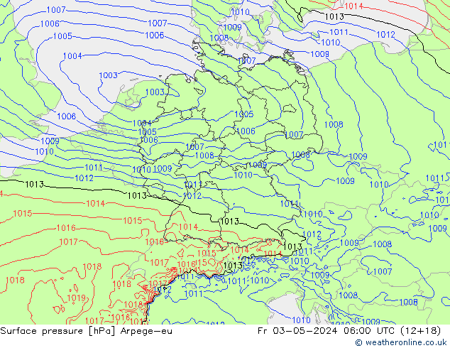 приземное давление Arpege-eu пт 03.05.2024 06 UTC