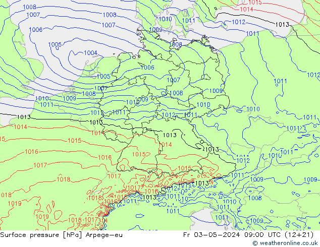 Surface pressure Arpege-eu Fr 03.05.2024 09 UTC