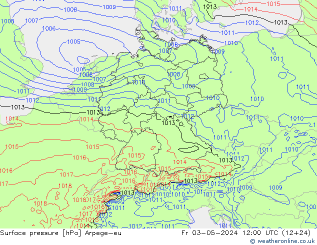 Bodendruck Arpege-eu Fr 03.05.2024 12 UTC