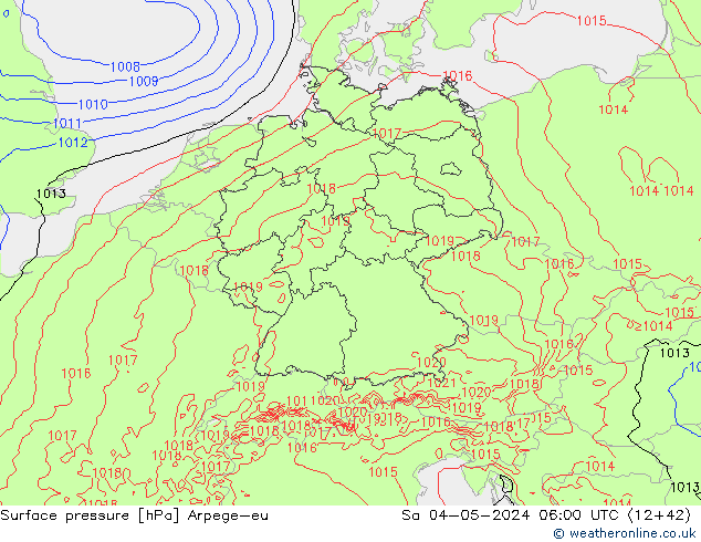 приземное давление Arpege-eu сб 04.05.2024 06 UTC