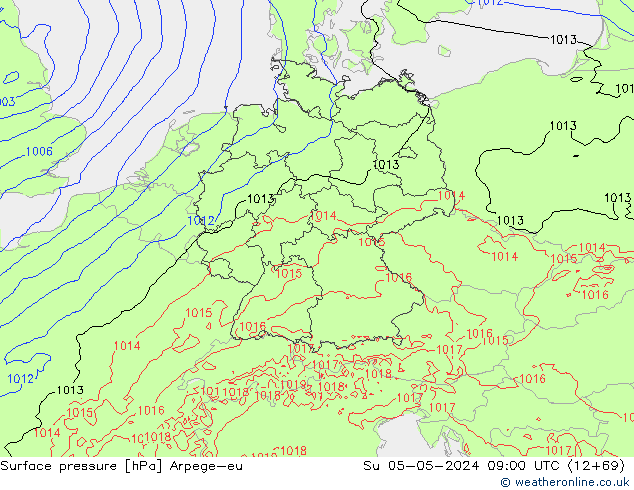 Surface pressure Arpege-eu Su 05.05.2024 09 UTC