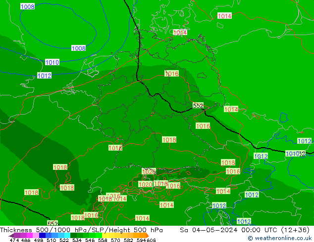 Thck 500-1000hPa Arpege-eu Sa 04.05.2024 00 UTC