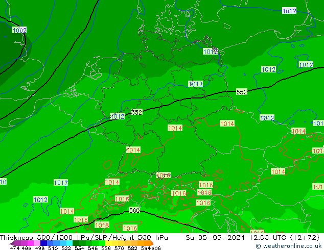 Thck 500-1000hPa Arpege-eu dom 05.05.2024 12 UTC