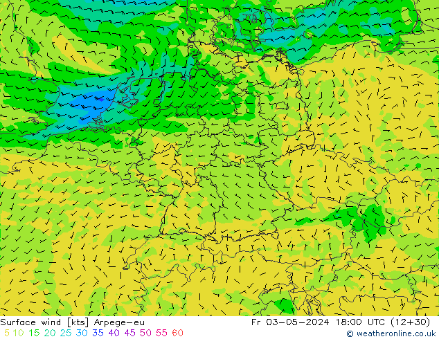 Surface wind Arpege-eu Fr 03.05.2024 18 UTC