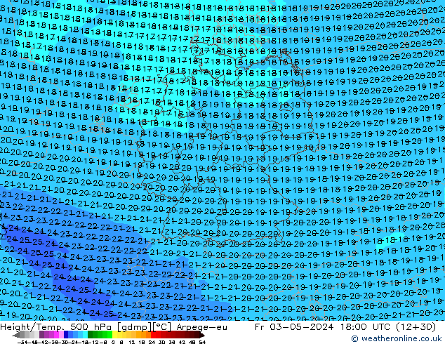 Height/Temp. 500 hPa Arpege-eu Fr 03.05.2024 18 UTC