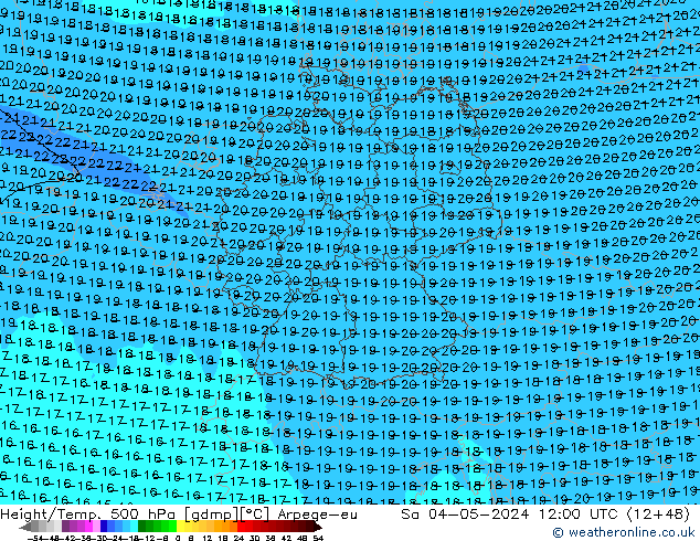 Yükseklik/Sıc. 500 hPa Arpege-eu Cts 04.05.2024 12 UTC