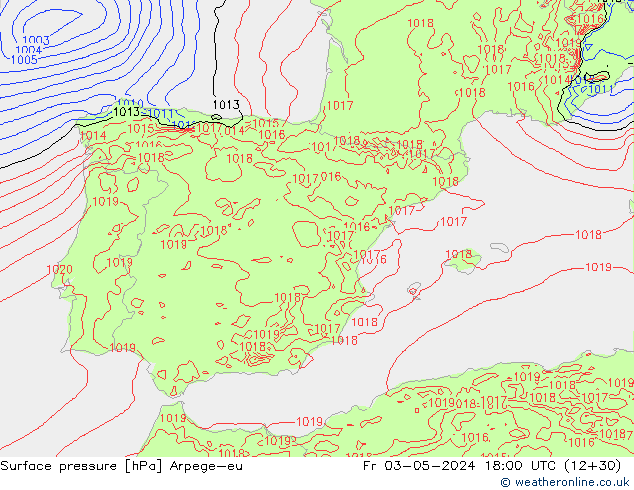 Yer basıncı Arpege-eu Cu 03.05.2024 18 UTC