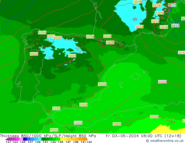 Thck 850-1000 hPa Arpege-eu Sex 03.05.2024 06 UTC