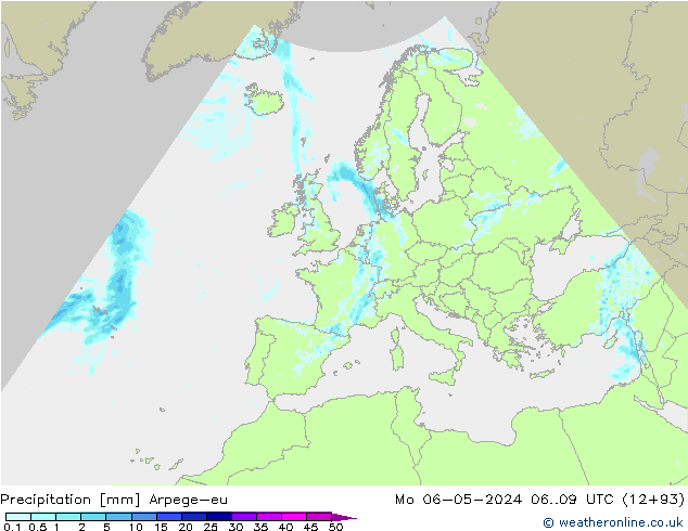 Niederschlag Arpege-eu Mo 06.05.2024 09 UTC