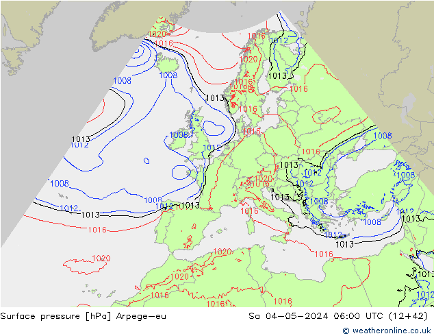 приземное давление Arpege-eu сб 04.05.2024 06 UTC