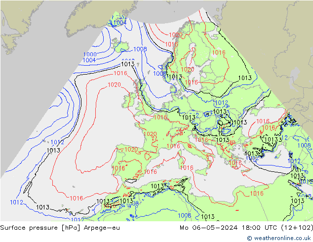 pressão do solo Arpege-eu Seg 06.05.2024 18 UTC