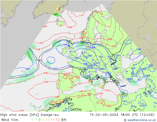 Windvelden Arpege-eu do 02.05.2024 18 UTC