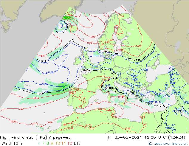 High wind areas Arpege-eu Fr 03.05.2024 12 UTC