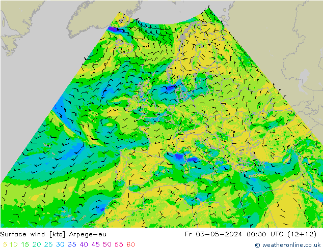Surface wind Arpege-eu Fr 03.05.2024 00 UTC