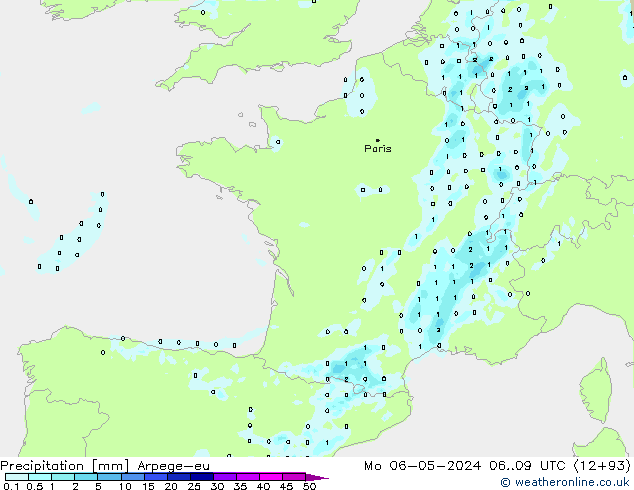 Precipitation Arpege-eu Mo 06.05.2024 09 UTC