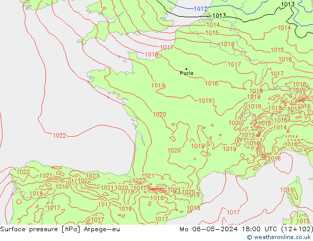 Luchtdruk (Grond) Arpege-eu ma 06.05.2024 18 UTC