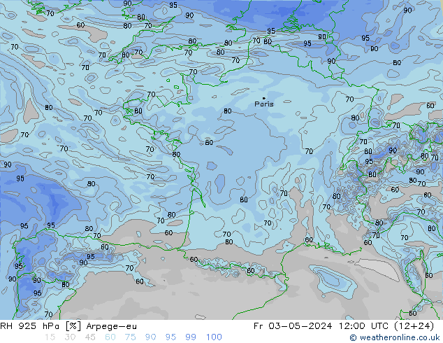 RH 925 hPa Arpege-eu Fr 03.05.2024 12 UTC