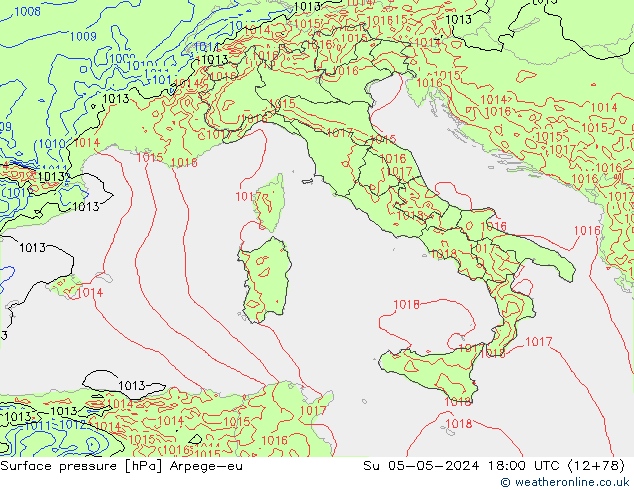 Surface pressure Arpege-eu Su 05.05.2024 18 UTC