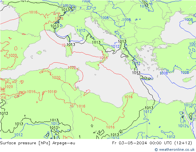 Yer basıncı Arpege-eu Cu 03.05.2024 00 UTC