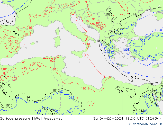 Surface pressure Arpege-eu Sa 04.05.2024 18 UTC