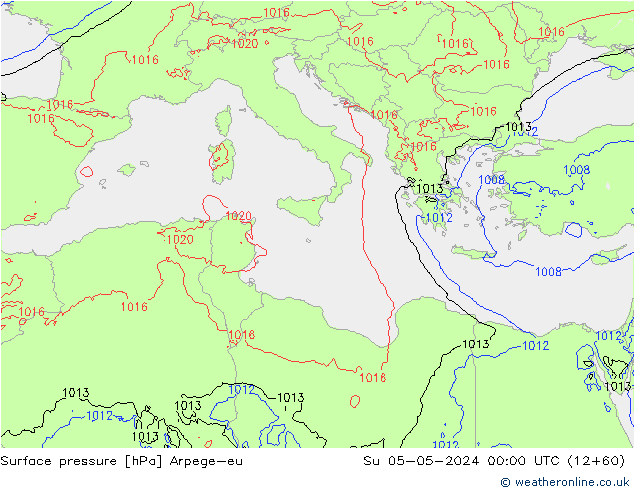 Surface pressure Arpege-eu Su 05.05.2024 00 UTC